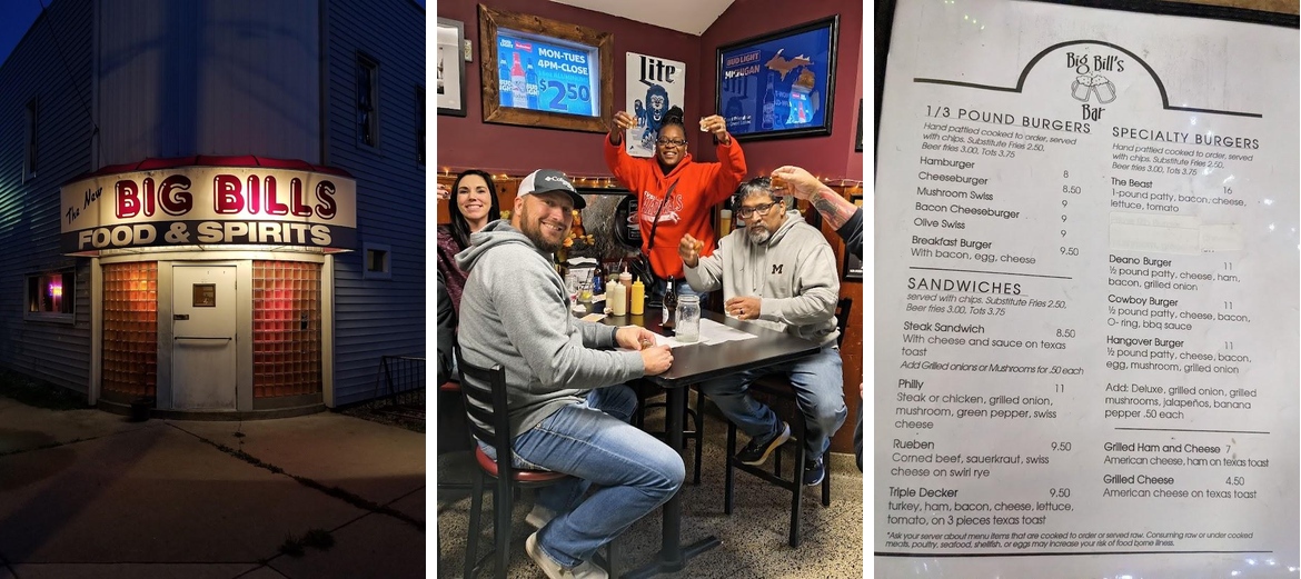 Big Bill's Bar Menu