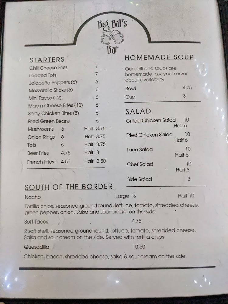 Big Bill's Bar Menu image 2