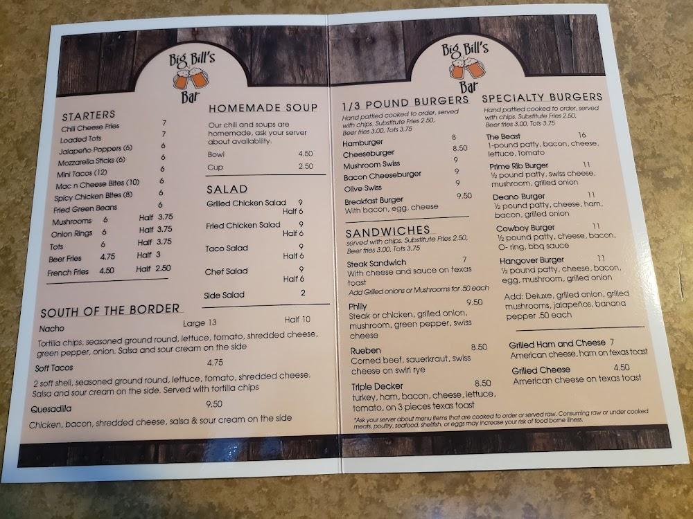 Big Bill's Bar Menu image 3